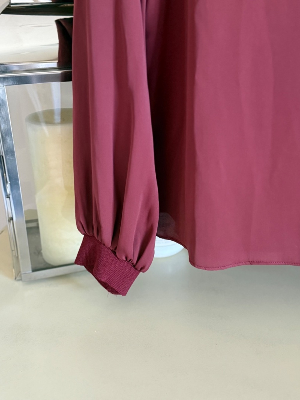 Current Air Spilt-Neck Blouse - Burgundy - Picture 7 of 8